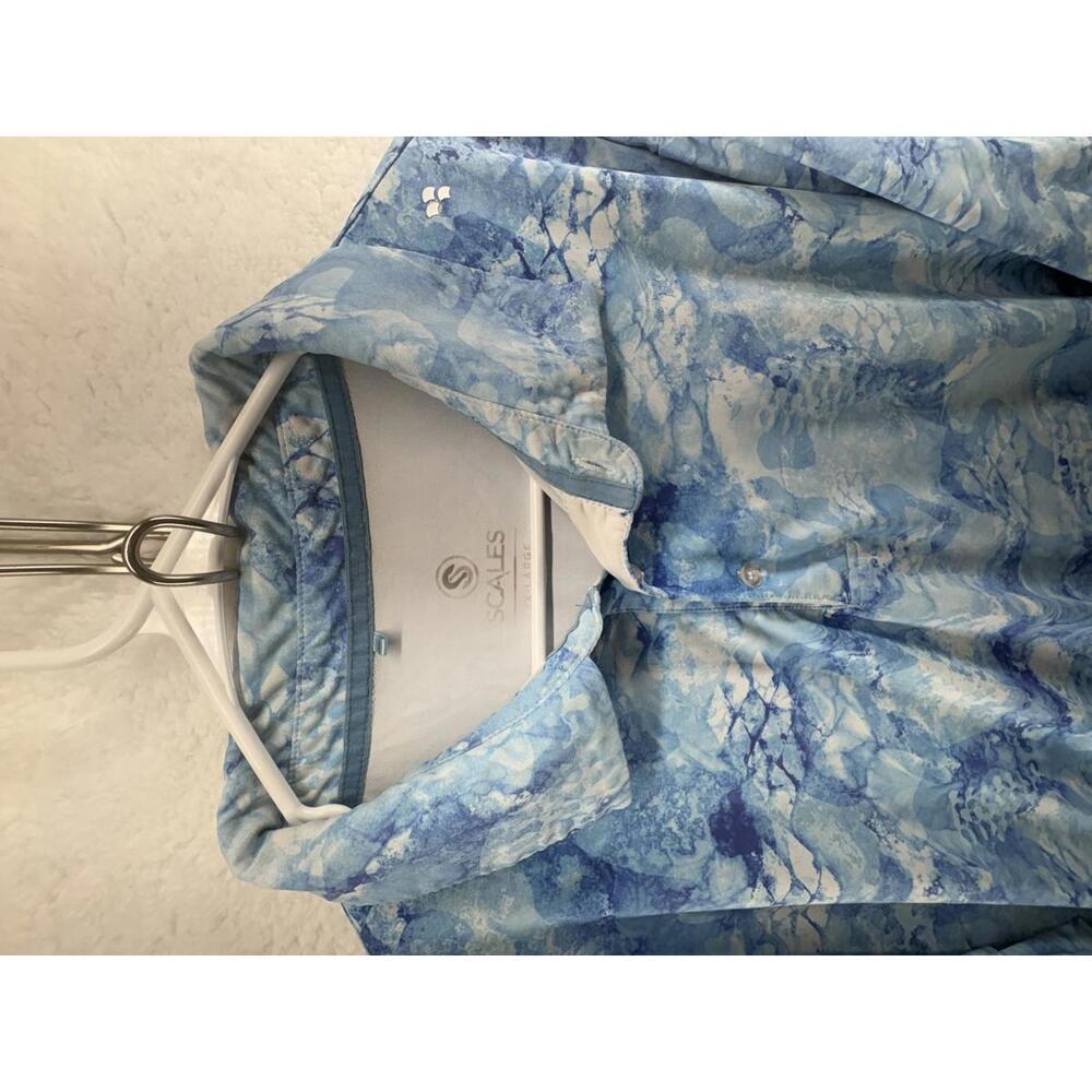 Scales Golf Polo Performance Mens 2XL AOP Fish Camo Water Ocean Theme